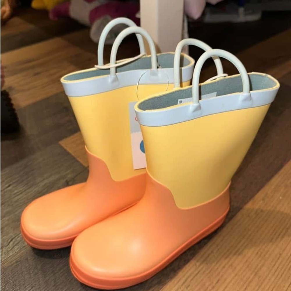 Yellow and Orange Kids' Rain Boots